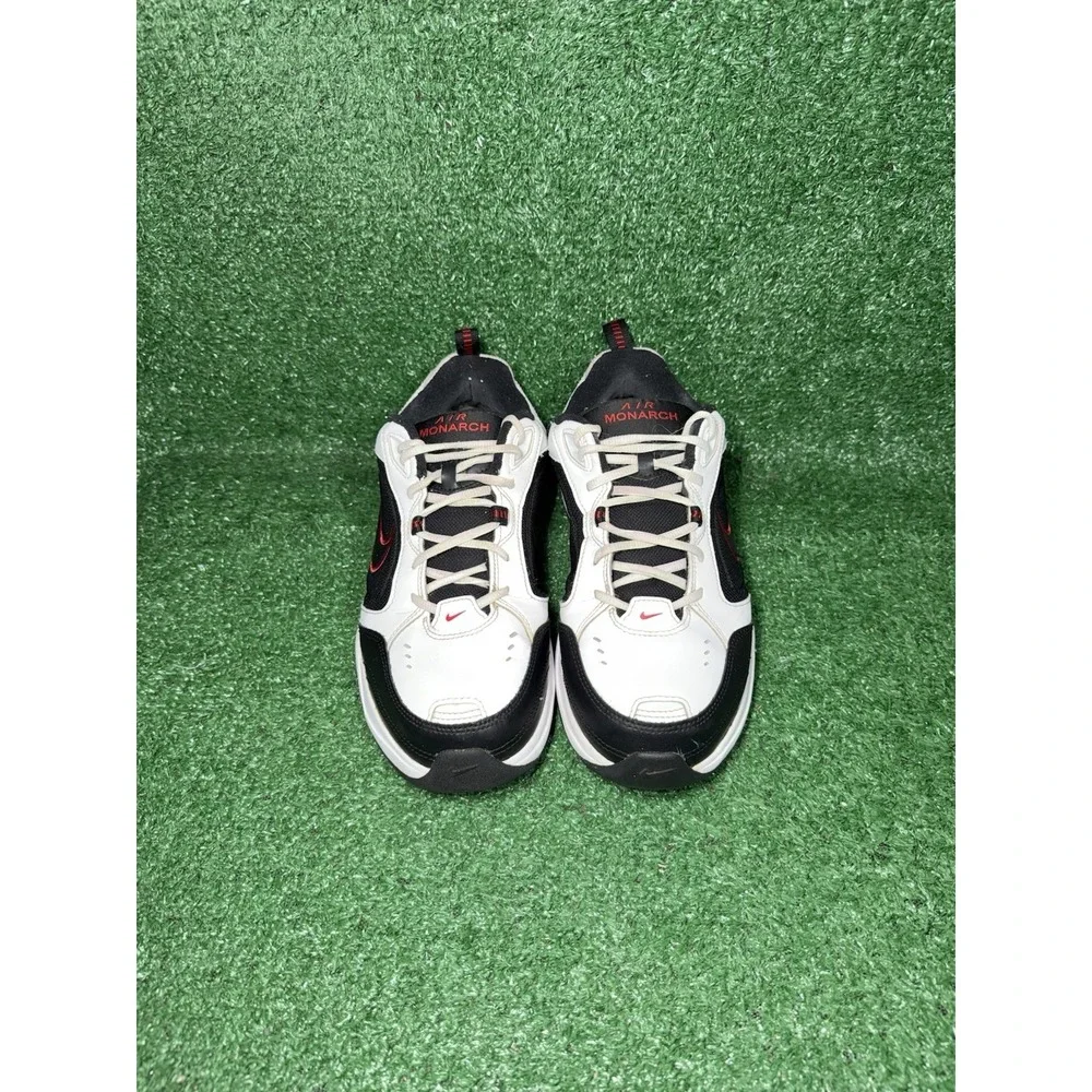 Nike Air Monarch IV Mens Size 10 Black White Red Comfort Shoes Walking Sneakers